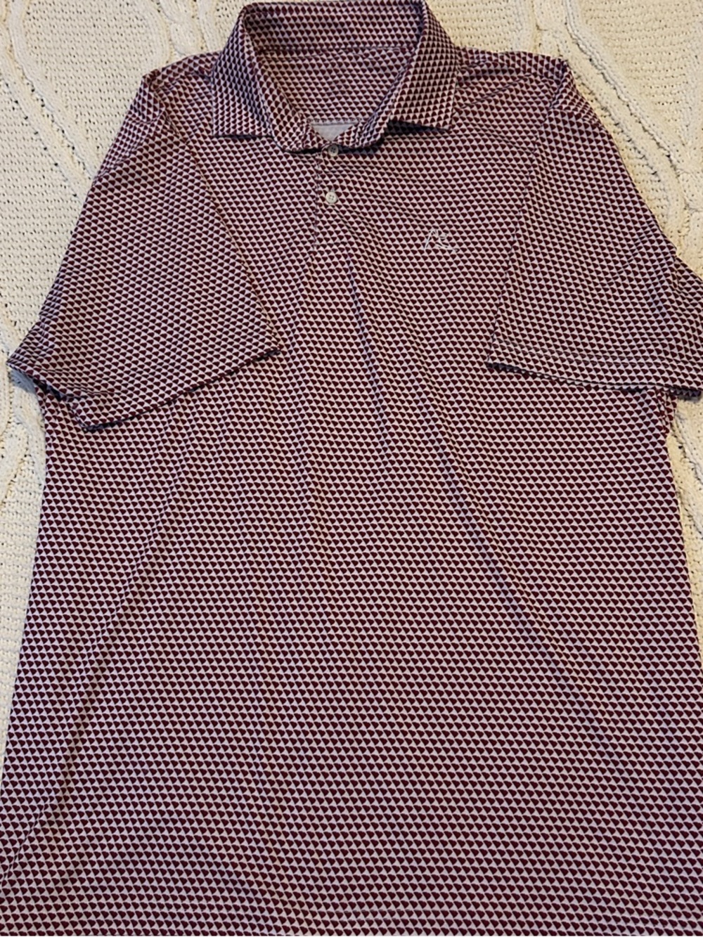 Rhoback Men's Garnet and White Patterned Polo